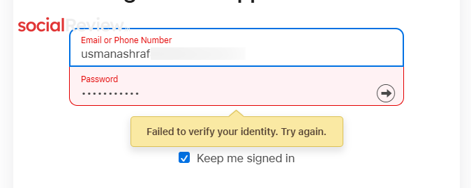 Failed to Verify Your Identity